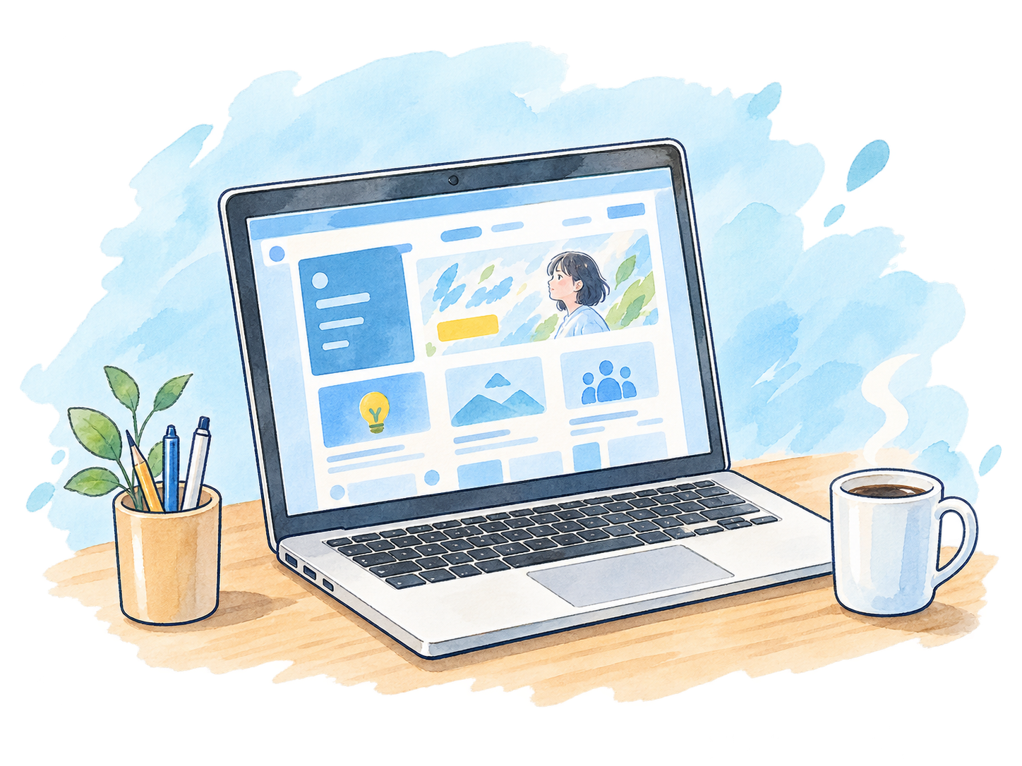 WEBサイトが表示されたノートパソコン
